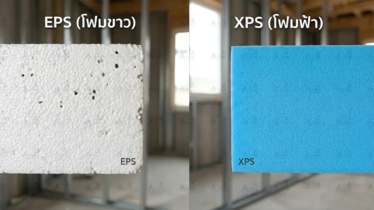 เปรียบเทียบโครงสร้างโฟมขาว EPS กับโฟมสีฟ้า XPS Foam เซลล์ปิด ของ AT Foam