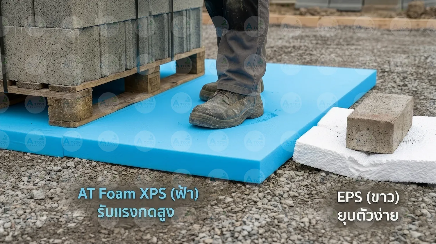 โฟมสีฟ้า XPS รับน้ำหนักได้สูง ไม่ยุบตัว สำหรับงานเทพื้นคอนกรีต
