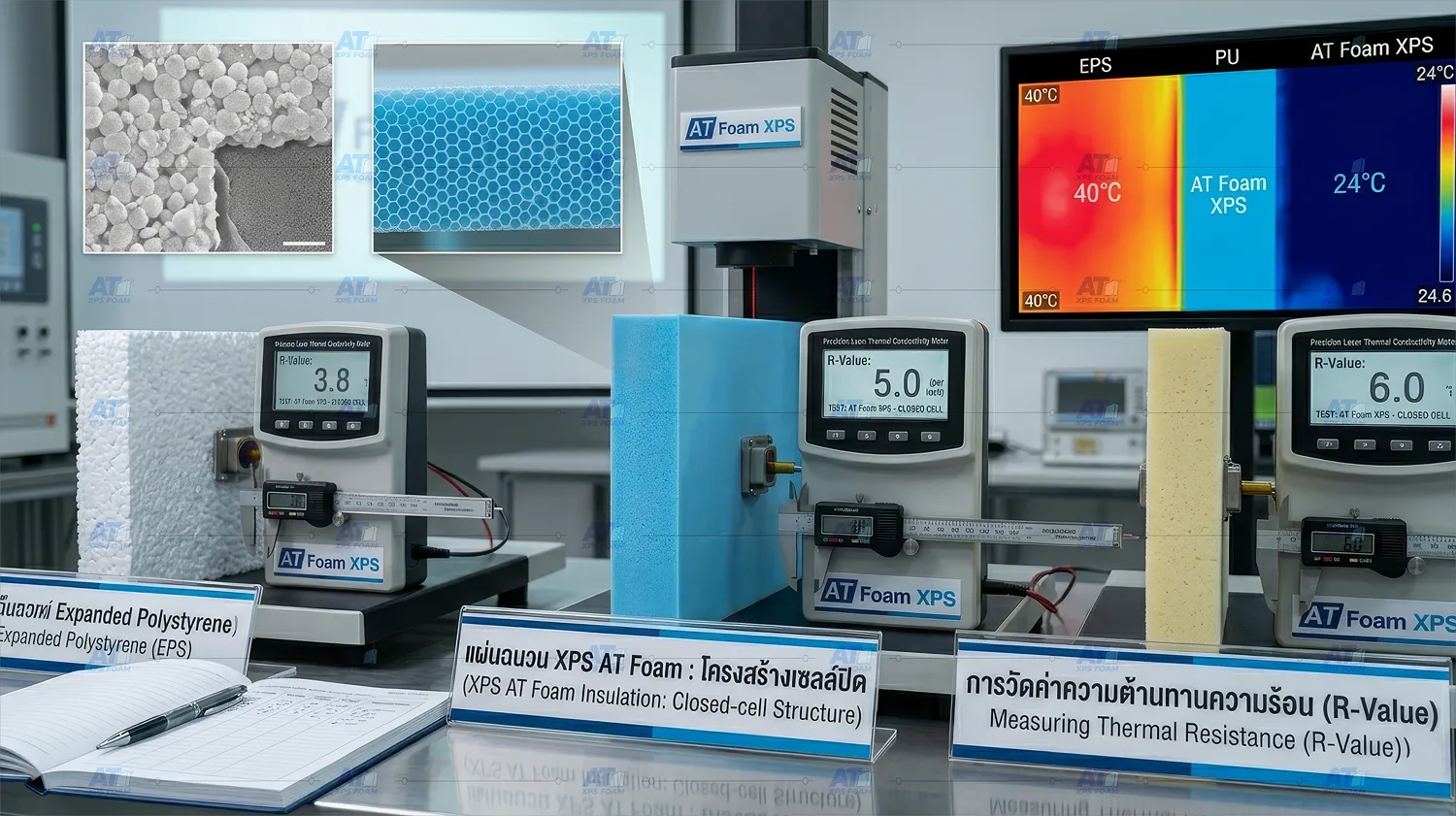 โครงสร้างเซลล์ปิดของแผ่นฉนวน XPS Foam เอทีโฟม ช่วยกั้นความร้อนและค่า R-Value สูง